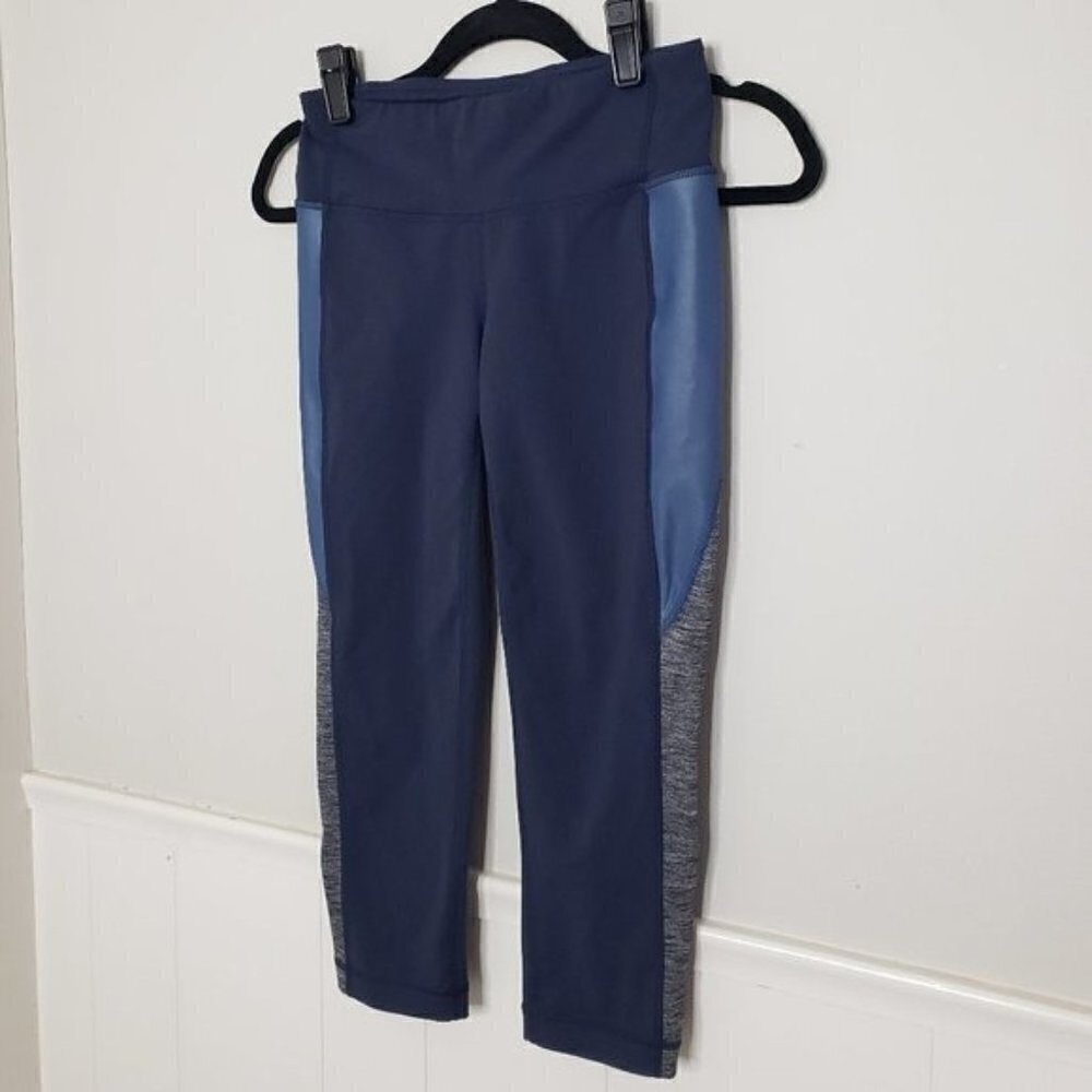 ATHLETA Blue Metallic Chaturanga Crop Lengths